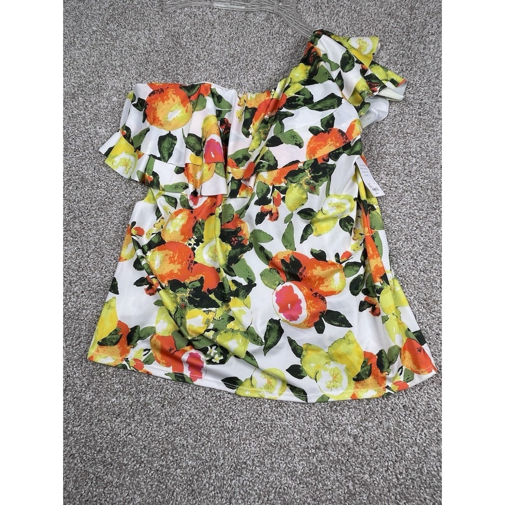 Lane Bryant Swim by Cacique Citrus One-Shoulder Ruffled Tankini Top Sz 16 NWT